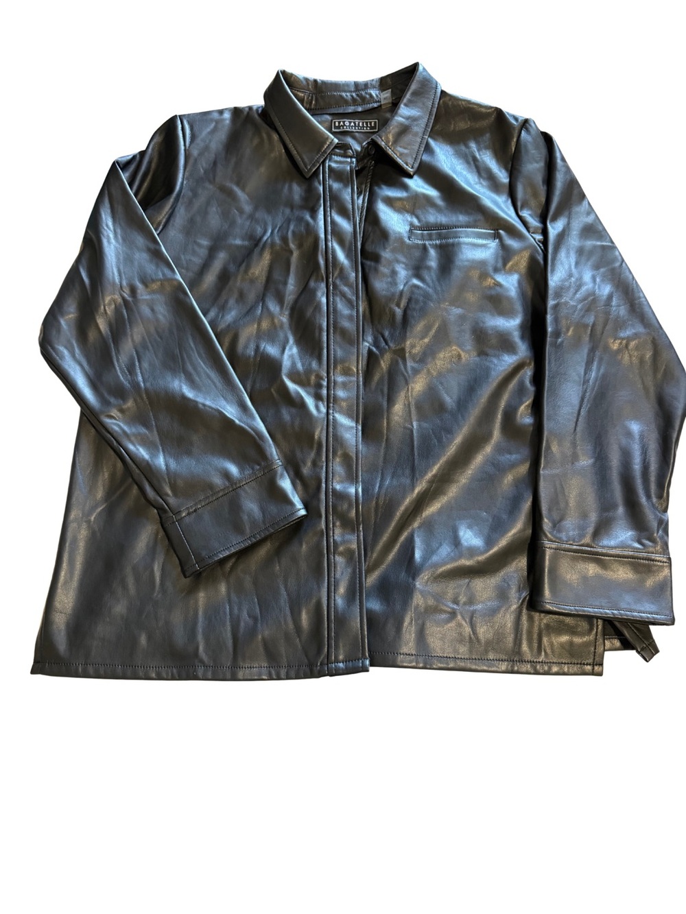 Black pleather Shirt Jacket